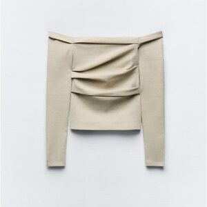 ZARA metallic thread off the shoulder top